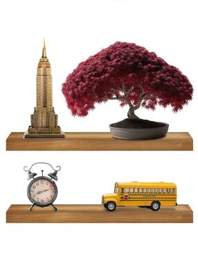 Natural Pine Wood Floating Shelves Set of 2 24" Wall Mounted Walnut Finish